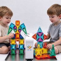 AJB OEM Boîte en fer portable pour tuiles magnétiques, ouverture double face, double plateau pour 2 joueurs, jouet interactif STEM pour enfants, logo personnalisé