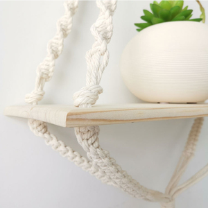 Étagère murale flottante en macramé en <span class=keywords><strong>corde</strong></span> de coton faite à la main, style moderne, pour plantes, décoration murale pour salon et salle de bain - Product Image 2