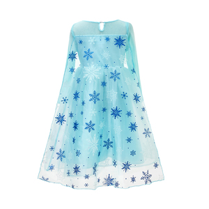 <span class=keywords><strong>Vestito</strong></span> da Principessa <span class=keywords><strong>Elsa</strong></span> in Cotone a Maniche Lunghe per Bambine con Mantellina a Fiocchi di Neve con Paillettes per Halloween, Natale, Feste e Film TV - Product Image 3