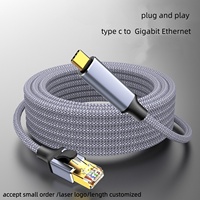 Câble adaptateur USB Type-C vers Gigabit Ethernet, convertisseur réseau USB-C vers RJ45 avec câble tressé et boîtier en alliage d'aluminium