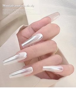 Poudre à ongles Aurora Chrome blanc nacré, effet miroir super brillant, pigment pour ongles en gel acrylique - Product Image 5