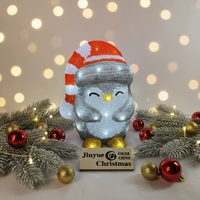 Luce LED 3D a Forma di Pinguino Natalizio con Cappello da Babbo Natale, IP44 Impermeabile, Decorazione per Giardino Esterno e Cortile