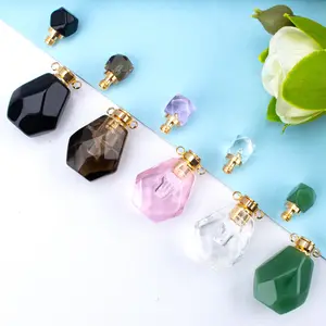 Multicolor Jade Crystal Perfume Bottle Pendant Pink Crystal perfume glass Fragrance Bottle