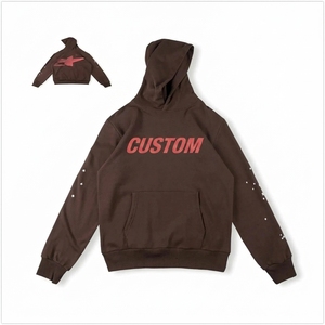 Sweat à capuche en coton surdimensionné 450GSM, imprimé graphique en relief, streetwear unisexe, marque privée - Product Image 4