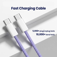Kabel Data Pengisian Cepat USB-C PD 60W/100W Berjaring, Konduktor Tembaga Murni, Selubung Nilon, Transfer 480Mbps, iPhone 15 Android FCC/CE