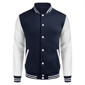 Men's Black White Varsity <b>Jacket</b> Regular Fit <b>Mandarin</b> <b>Collar</b> Solid Color Breathable Wool Cotton Casual Winter Wear - Product Image 4