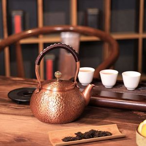 Handmade Pure Copper Teapot Set Red Copper Stovetop <b>Kettle</b> Heat Resistant for Home Tea Ceremony Bonfire Brewing Teapot - Product Image 1