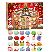 Nouveau Calendrier de l'Avent de Noël transfrontalier, boîte mystère de 24 jours, jouet anti-stress à presser en forme de petits pains imitation en TPR