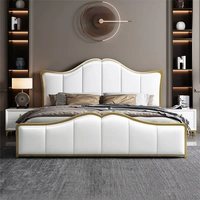 Bestseller Schlafzimmer-Möbelset Kingsize-Bett Luxuriöses Weißes Leder Modernes Heim- und Hotelbett Holz-Doppelbett Kingsize-Bettgestell