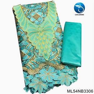 Belle dentelle noire et tissu <span class=keywords><strong>Bazin</strong></span> broderie col dentelle <span class=keywords><strong>couture</strong></span> Afriacn <span class=keywords><strong>Bazin</strong></span> 2.5 mètres chaque ML54NB33 - Product Image 4