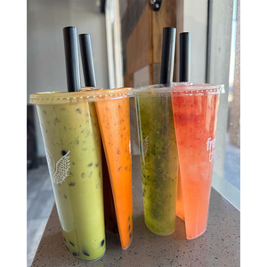 Biểu tượng tùy chỉnh in Nhựa PP Đảng người bạn chia sẻ cup 2-ngăn chia ly với nắp và rơm - Product Image 1