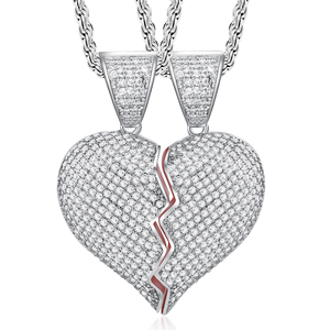 Collar con Colgante de Corazón Roto Personalizado Huiyue, Estilo Hip Hop Rap, para Hombre - Product Image 2