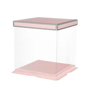 Hochwertige 3 in 1 Hochzeits torte Box Designs Clear Cake Geschenk box Versand bereit 4-12 Zoll Kunststoff Clear Packaging Cake Box