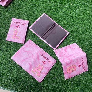 Popular Travel Airplane Essentials <strong>Passport</strong> Cover with Initial Monogram Chenille Letters <strong>Pink</strong> <strong>Passport</strong> Cover Book <strong>Holder</strong> - Product Image 4