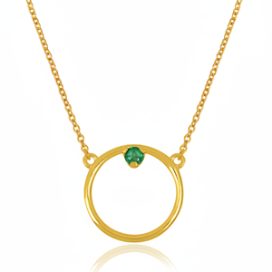 Collar chapado en oro fino, collar con colgante de piedras preciosas verdes de ónix de Plata de Ley 925 para joyería de mujer - Product Image 1