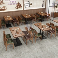 Café thé boutique complète moderne commercial café chêne stratifié bois carré Restaurant meubles table et chaises ensemble