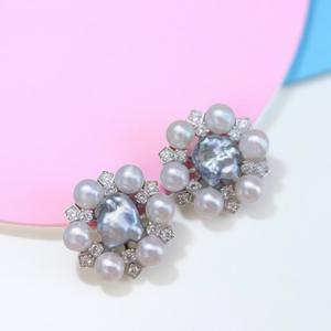 22550 DIY <b>Pearl</b> Accessories S925 <b>Silver</b> <b>Earrings</b> with 3-9mm Multiple Beads Hollow Support <b>Silver</b> Jewelry Diamond <b>Earrings</b> - Product Image 2