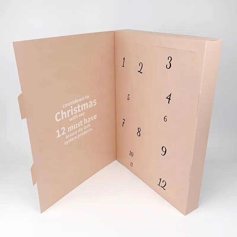 クリスマス化粧品包装用インサートトレイ付きカスタムデザイン12日アドベントカレンダー紙ギフトボックス