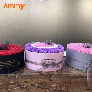 AM-GPA14 Ammy 99 Rose <span class=keywords><strong>2</strong></span> в 1, круглая коробка с вечными цветами, шелковая атласная Подарочная коробка, Подарочная черная круглая пустая коробка - Product Image 6
