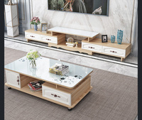 Meuble TV de luxe moderne en marbre ou bois, meuble TV rétractable et table basse