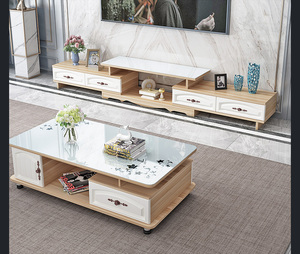Meuble TV de luxe moderne en marbre ou bois, meuble TV rétractable et <span class=keywords><strong>table</strong></span> basse - Product Image 4
