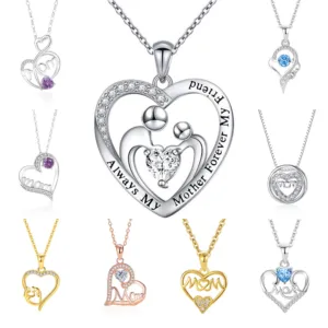 2024 Mothers Day Gifts Fine Necklaces Custom Love Heart 925 Sterling Silver Letter Mom Pendant 18k Gold Plated Jewelry For Women