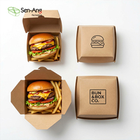 Caja de Embalaje para Hamburguesas Personalizada al por Mayor, Cartón Reciclable Ecológico para Llevar, Impresa con Logotipo OEM, Suministros para Restaurantes y Servicios de Catering