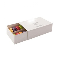 Boîte d'emballage de macaron blanc à impression personnalisée fenêtre transparente glisser sur boîte à bonbons blanche pour pâtisserie