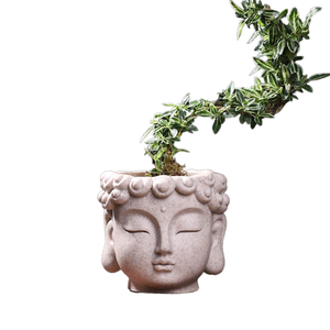 Pot de fleurs numérique créatif transfrontalier en forme de tête de Bouddha, écologique et moderne, pour décoration de bureau à domicile, plantes en pot, vert simple - Product Image 2