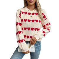 Motif d'amour personnalisé pull pour femmes pull mode décontractée épaule tombante tricoté chandails pour femmes