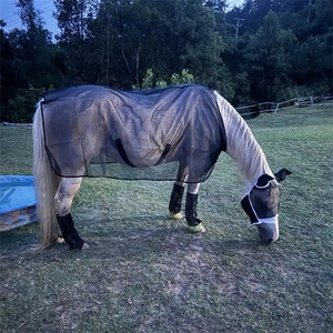 Couverture en maille pour cheval, rectangulaire, respirante, anti-UV, pour l'été, avec grande rabat pour la queue - Product Image 2