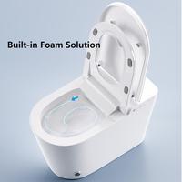 WC intelligent en céramique beige avec siège chauffant, télécommande incluse, fixation au sol, chasse d'eau automatique, désodorisation, S-Trap/P-Trap pour les maisons modernes