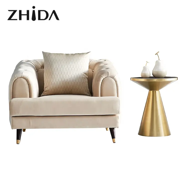 Zhida projeto luxo luz sala de estar mobiliário 4 assento assento 3 2 1 lugares lugares chesterfield sofás seccionais para villa
