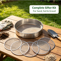 Kit de tamis de jardin en acier inoxydable pour la vente en gros, avec pelle à main et tamis robuste pour sable, gravier, compost et terreau de bonsaï