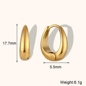 European and American Fashion High Quality Hypoallergenic Stainless Steel 18k Gold Plated <strong>U</strong> <strong>Shape</strong> Huggie <strong>Earring</strong> - Product Image 4