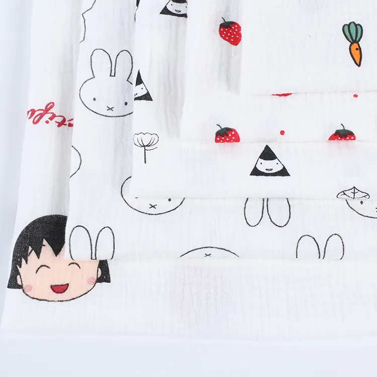 Customized printed breathable pure cotton double gauze fabric for children'cloth