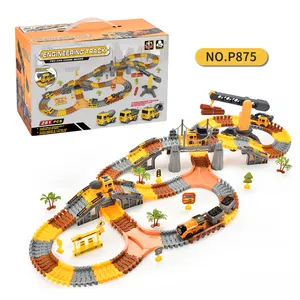 跨境儿童益智玩具品种组装电城工程轨道车玩具车车DIY小火车