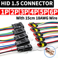 5/20/100 Kits de connecteurs auto étanches HID 1/2/3/4/5/6 broches 415V avec fil 15CM 18AWG pour câblage de faisceau de voiture/camion Fabriqué en Chine continentale