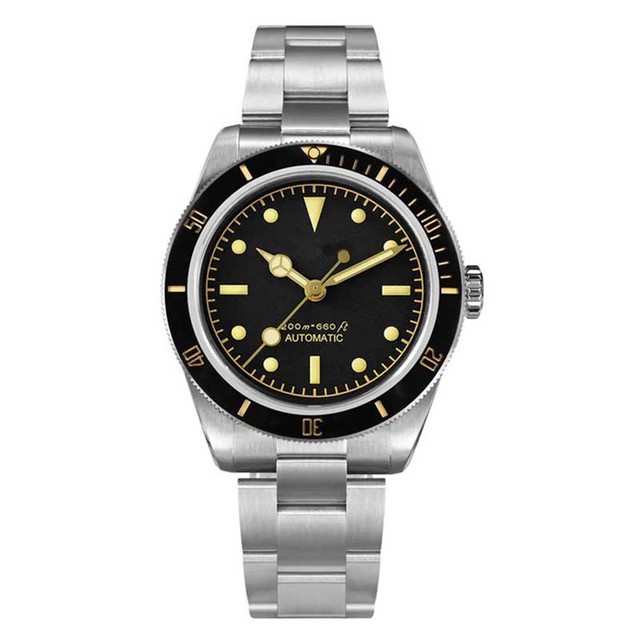 Retro Sub Diver Automatic Watch Sapphire Luminous AR Coating Bidirectional Ceramic Bezel Waterproof Men Wristwatch