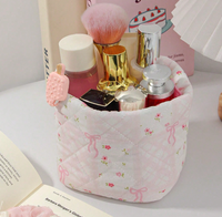 Sac de rangement pour cosmétiques, panier organisateur de maquillage, imprimé floral, conteneur de maquillage en coton