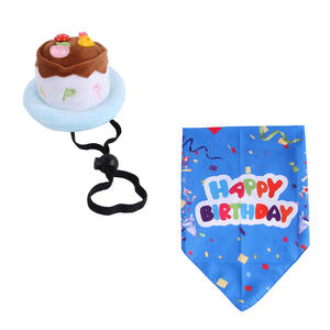 Venta al por mayor elegante de lujo moderno clásico Festival mascota cumpleaños traje gato y perro pañuelos con estampado pastel sombrero conjunto - Product Image 6
