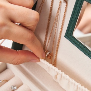 3-Layers Large Mirrored Modern Square Velvet Jewelry Storage Case with <b>Drawer</b> Organizer Box Multipurpose - Product Image 5