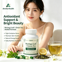 Capsules d'extrait de feuilles de Moringa à marque privée, soutien naturel digestif et immunitaire, formule personnalisée OEM ODM, flacon pour adultes, 24 mois