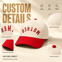 Casquette de baseball 5 panneaux en sergé de coton Dymf, logo brodé vintage, personnalisable, sportive, ajustable, pour style urbain Mother Dobby