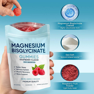Gummies de bisglycinate de magnésium à base d'extraits végétaux, saveur framboise, favorisent le bien-être corporel, les nerfs, les muscles et les os, 60 capsules, santé - Product Image 5