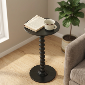 Sheeraz International Modern Brown Eco-Friendly Iron Round Coffee Table with <b>Solid</b> <b>Wood</b> Legs Living Room Furniture - Product Image 3