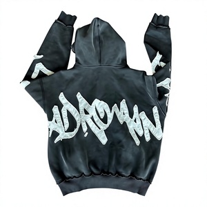 Sudadera con Capucha de Felpa 100% Algodón, Gruesa, Antipilling, con Diseño Invernal Bordado, Cómoda, Estilo Urbano Vintage - Product Image 2