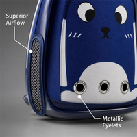 Sac à dos de transport pour animaux de compagnie, portable et pliable, avec design oreilles de chat de dessin animé, fenêtre bulle transparente en forme de capsule spatiale, respirant, pour la randonnée en extérieur
