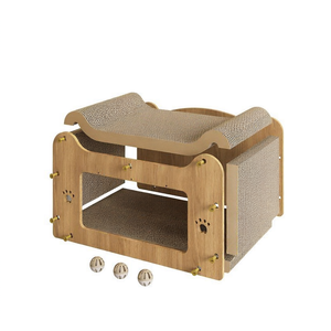 Casa para Gatos Grande de Cartón Corrugado con Rascador Integrado, Cueva para Gatos, Cama Escondida, Mueble para Mascotas de Interior - Product Image 1