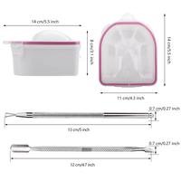 Bol de trempage des ongles, 2PCS Soak Off Gel Polish Dip Powder Remover Manucure Bowl avec Triangle Acier Inoxydable Cuticule Peeler